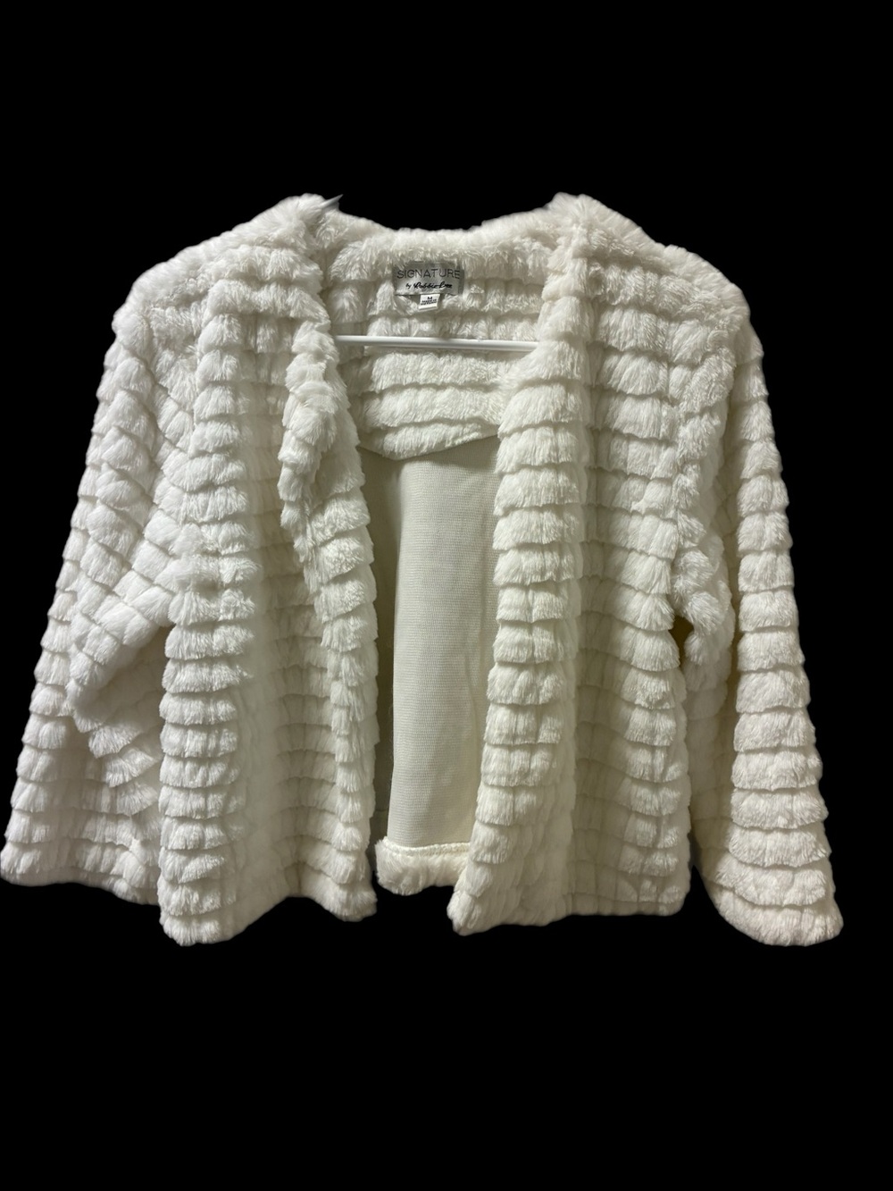 Bobbie Bee Soft Textured Open-Front Jacket - White Soft Women’s Size M